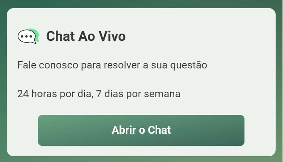 Botão para acionar o chat ao vivo bet365 no site