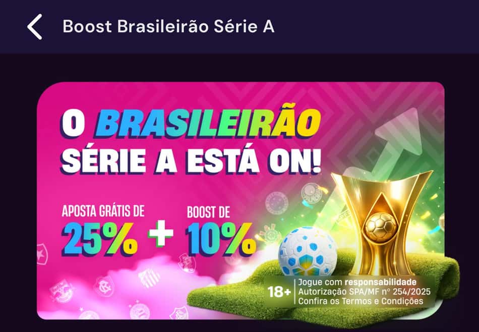 Captura de tela da promoção Boost Brasileirão Série A na Vbet.