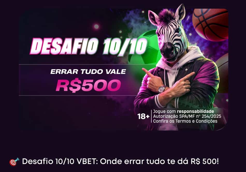 Captura de tela do Desafio 10/10, uma promoção da Vbet.