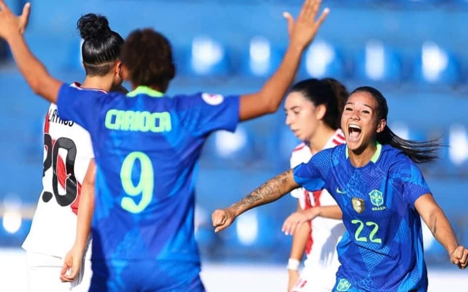 Thay comemora gol do Brasil diante do Peru. (Foto: Staff Images/CBF)