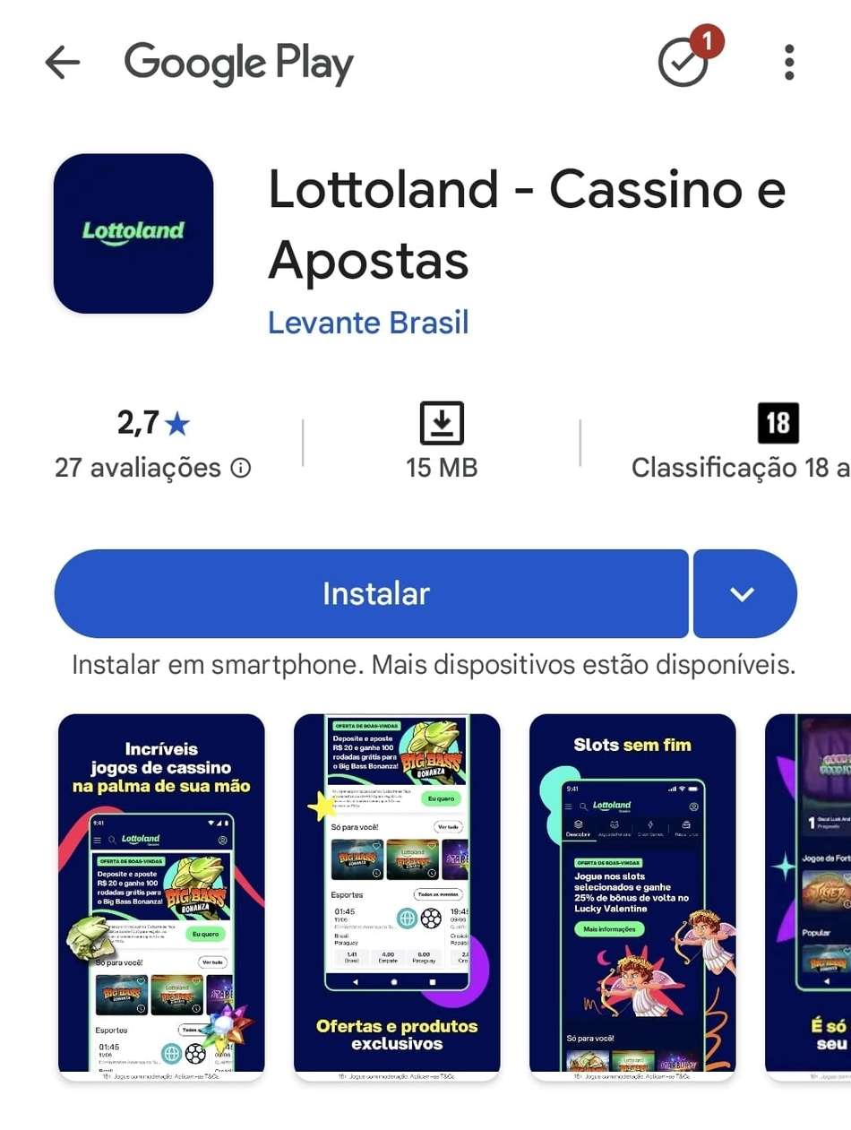 Captura de tela do aplicativo oficial da Lottoland disponível para instalação na Play Store.
