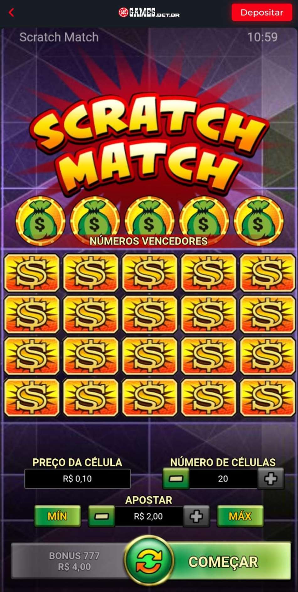 Captura de tela do jogo Scratch Match na Mc Games.