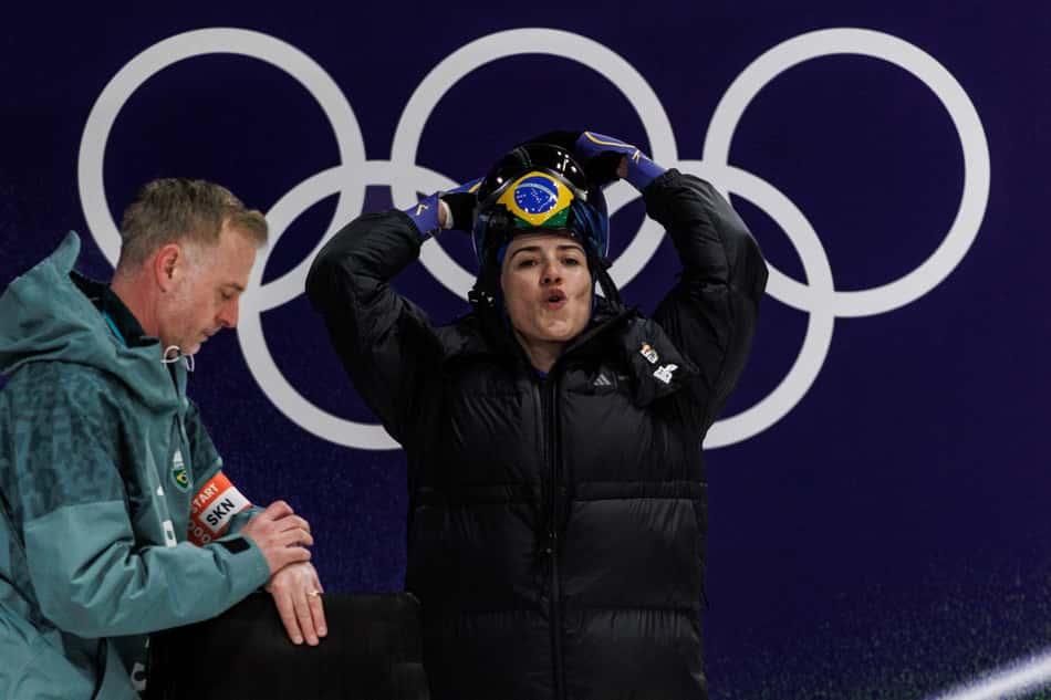 A brasileira Nicole Silveira compete no skeleton nos Jogos Olímpicos de Inverno Milao-Cortina 2026 Foto: Gabriel Heusi/COB