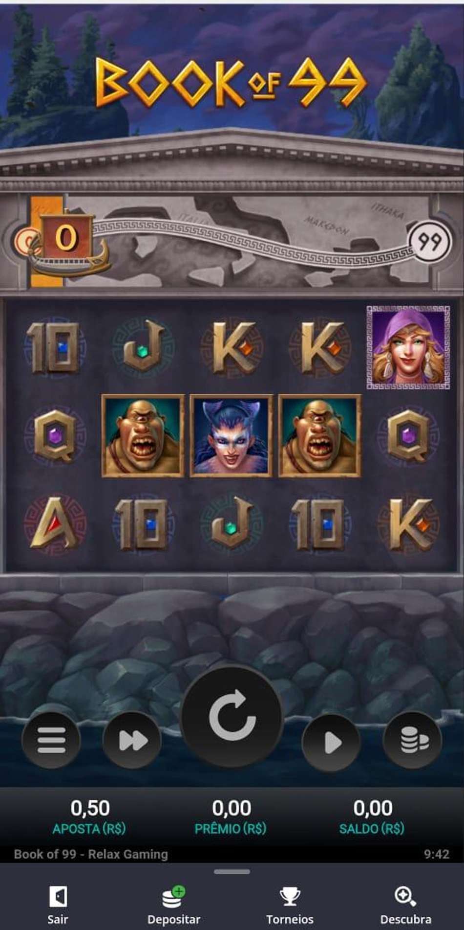 Captura de tela do slot Book of 99 na Betsson