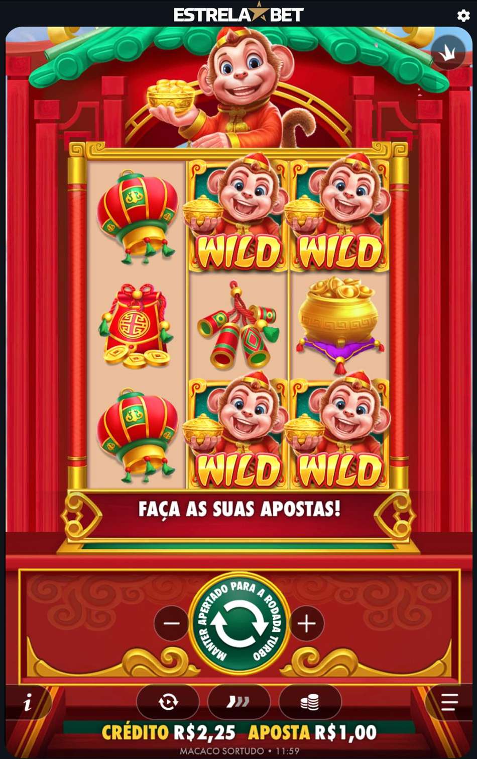 Captura de tela do jogo Macaco Sortudo na Estrela bet.