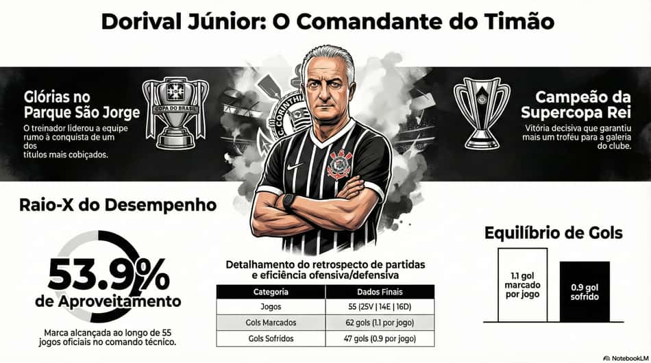 Dorival embalou boa fase no Corinthians (Arte: NotebookLM)