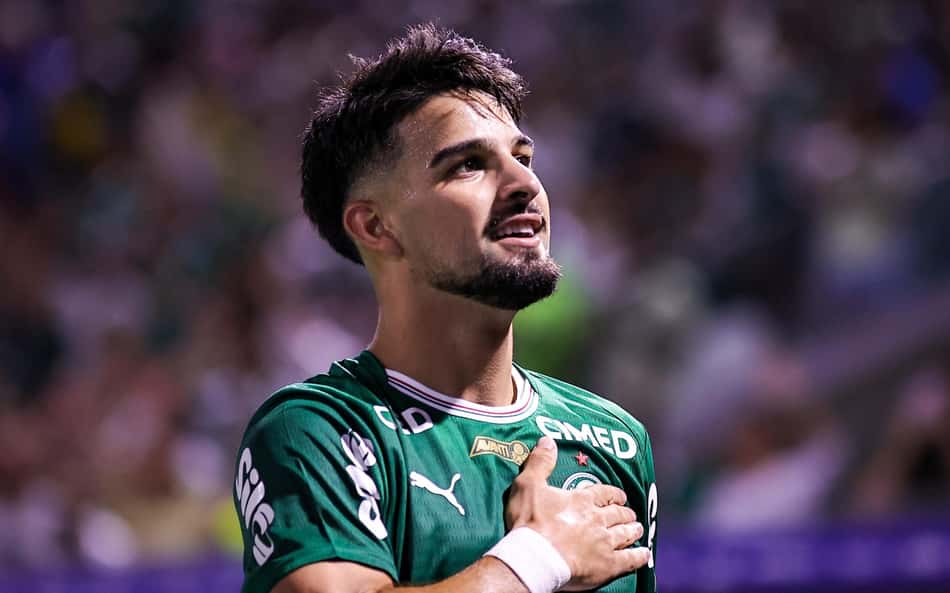 Flaco López comemora gol marcado pelo Palmeiras