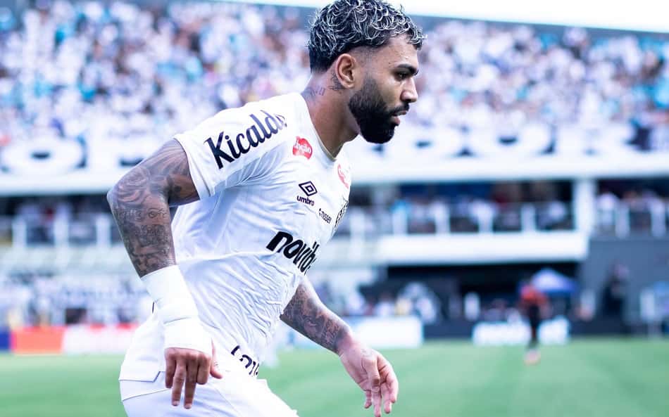 Gabigol comemora gol em Santos x Corinthians (Foto: Tainá Araújo/Photo Premium/Gazeta Press)