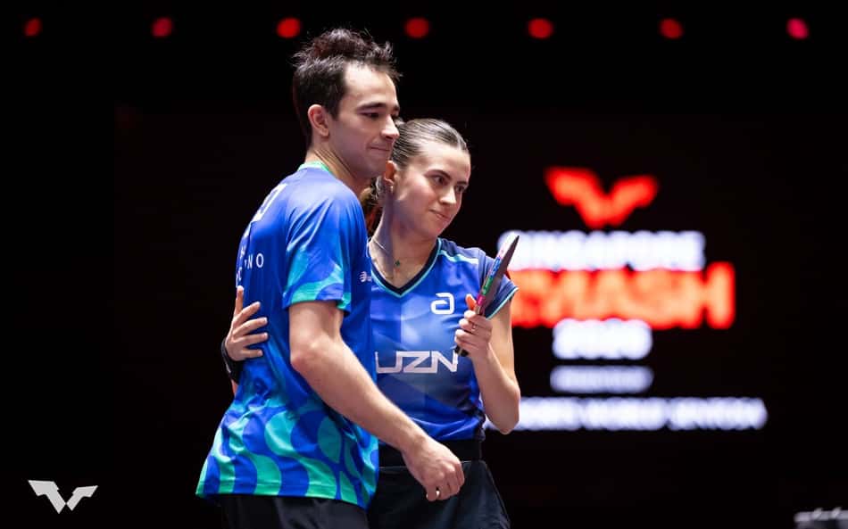 A dupla Hugo Calderano e Bruna Takahashi avançam às semifinais do WTT Singapura Smash 2026 (Foto: World Table Tennis)