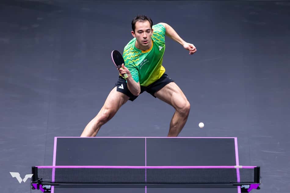 Hugo Calderano no WTT de Chongqing na China (Foto: World Table Tennis)