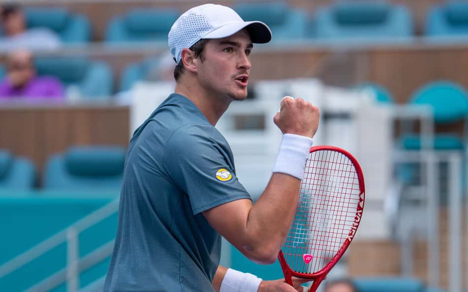 João Fonseca na vitória na estreia no Masters 1000 de Miami (Divulgação)