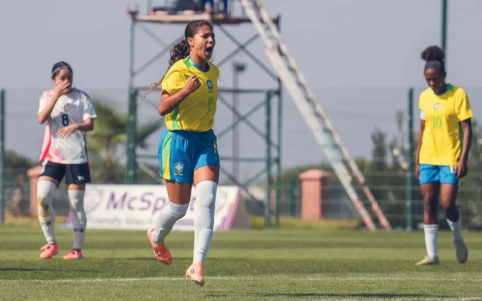 Giovanna Waksman, autora de dois gols no amistoso com o Japão em Benslimane, no Marrocos Fabio Souza/CBF