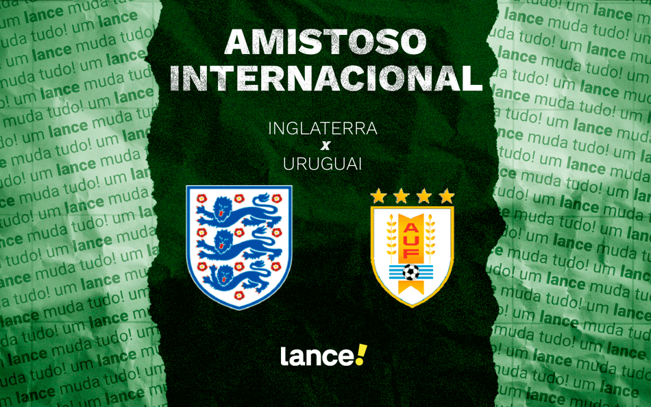 Inglaterra x Uruguai pela repescagem da Copa do Mundo (Arte: Lance!)