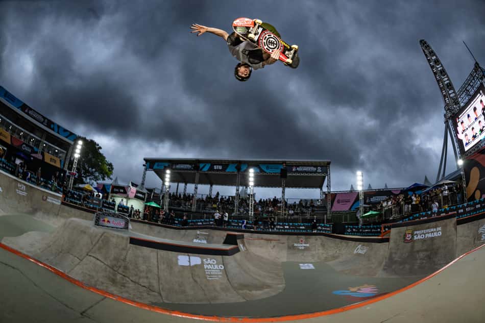 Kalani Konig durante a final do Mundial de Skate