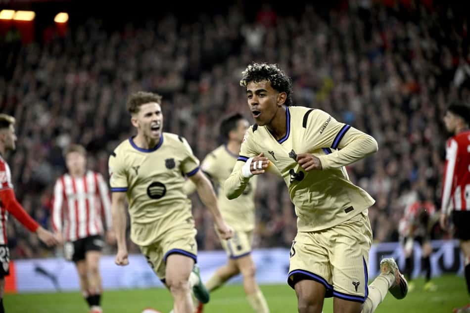 Lamine Yamal marcou o gol da vitória do Barcelona sobre o Athletic Bilbao por La Liga (Foto: ANDER GILLENEA / AFP)