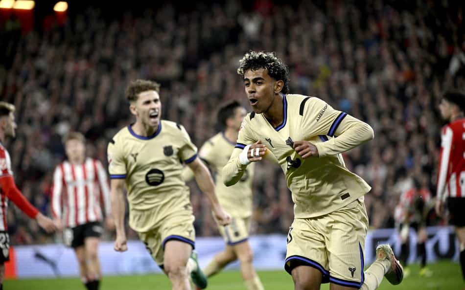 Lamine Yamal marcou o gol da vitória do Barcelona sobre o Athletic Bilbao por La Liga (Foto: ANDER GILLENEA / AFP)