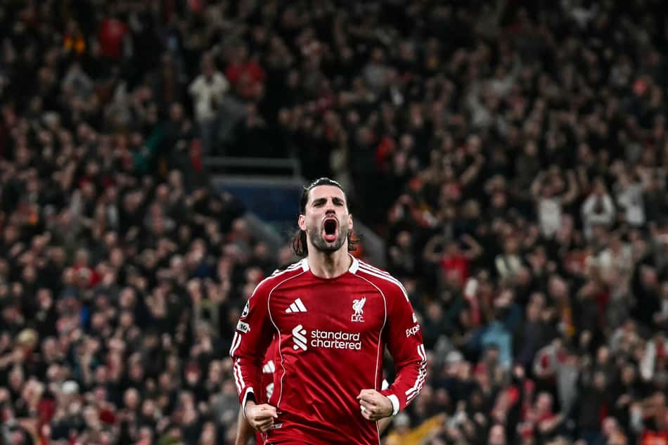 Szoboszlai comemorando o gol marcado pelo Liverpool (Foto: Paul Ellis/AFP)