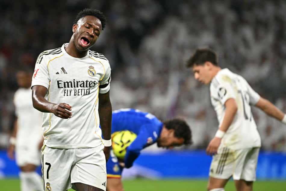 Vini Jr em ação pelo Real Madrid, em La Liga (Foto: Javier Soriano/AFP)
