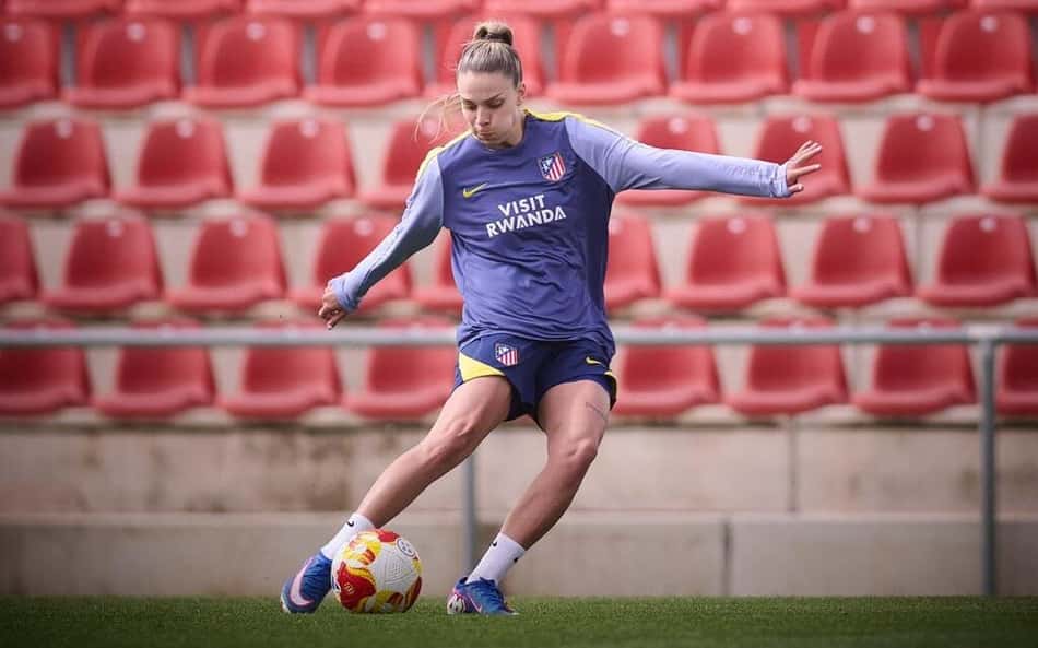 Gio Garbelini, do Atlético de Madrid, durante treino. (Foto: Atlético de Madrid/Divulgação)