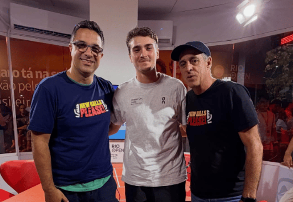 Fernando Nardini, João Fonseca e Meligeni no New Balls Please no Rio Open (Reprodução)