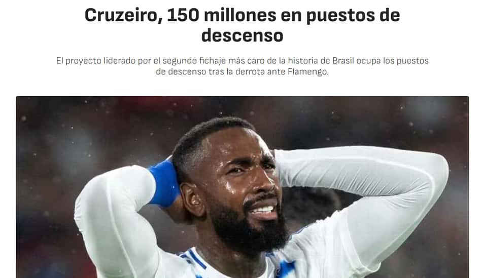 Matéria do Diario AS, sobre Gerson, Cruzeiro e Flamengo (Foto: Reprodução/AS)