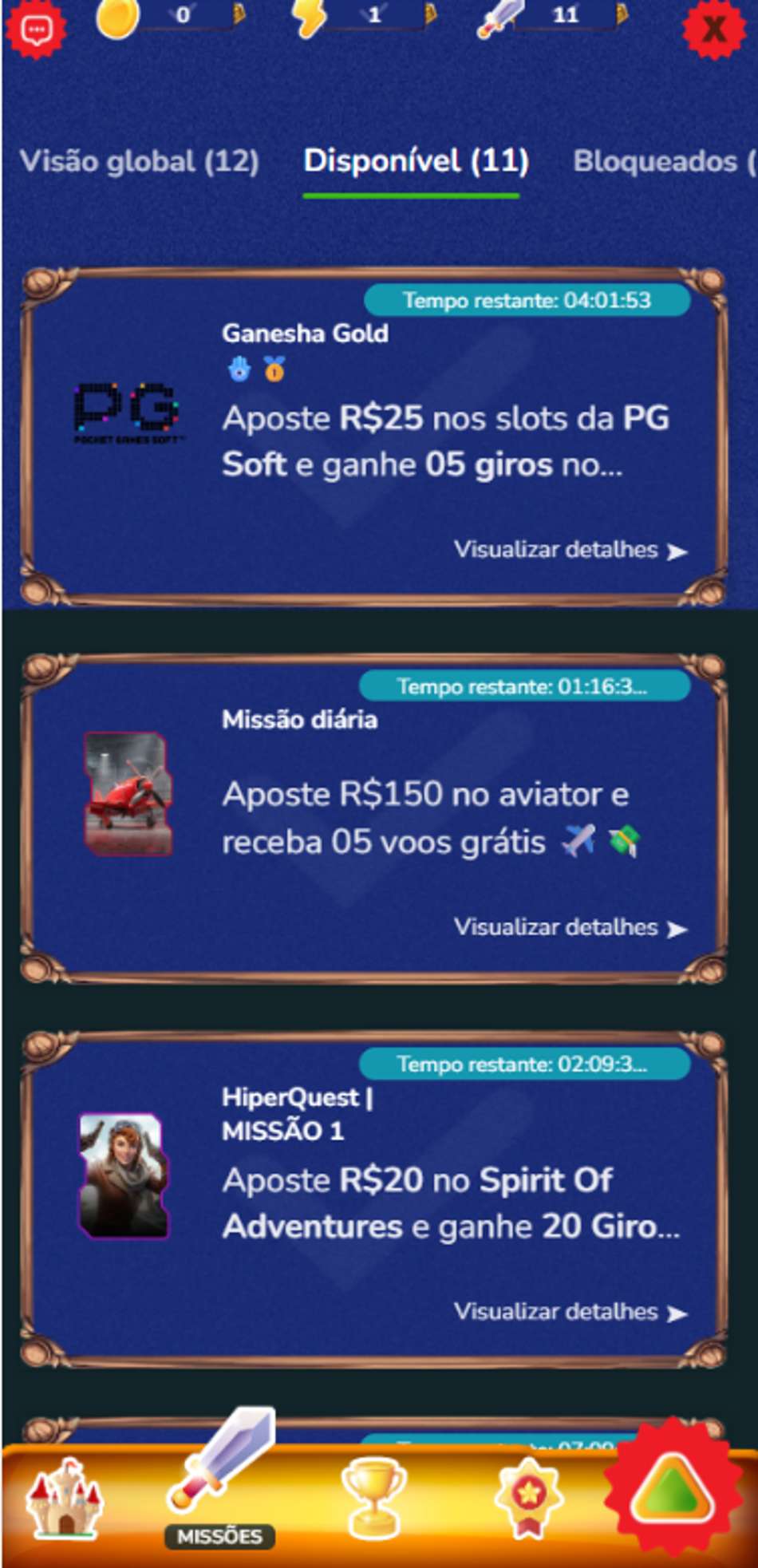 Missões Diárias na HiperBet com recompensas de giros grátis