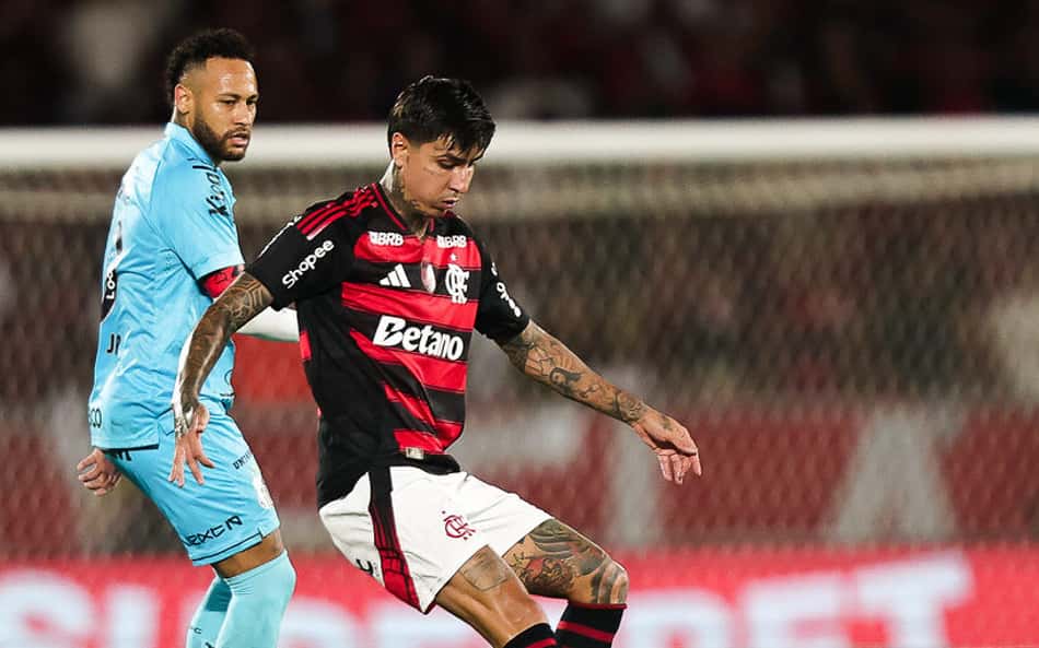 Pulgar e Neymar disputam bola em Flamengo x Santos (Foto: Gilvan de Souza / Flamengo)