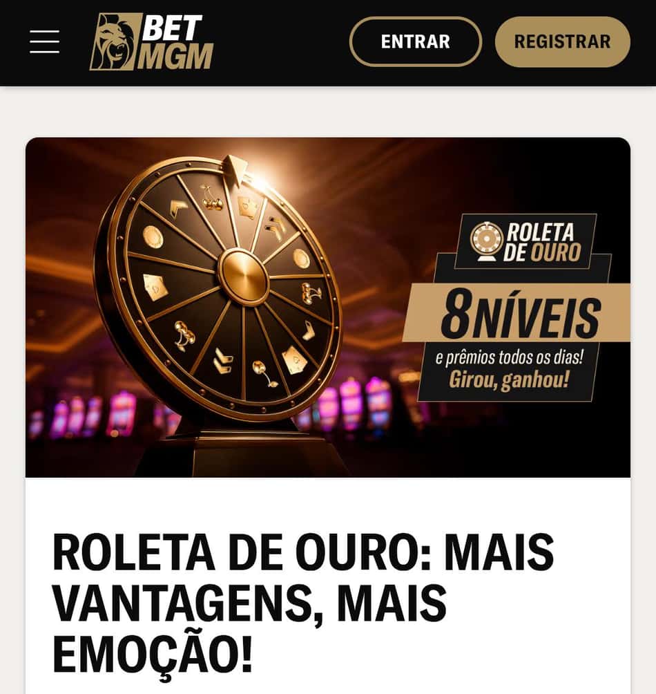 Captura de tela da Roleta de Ouro com aposta grátis na BetMGM.