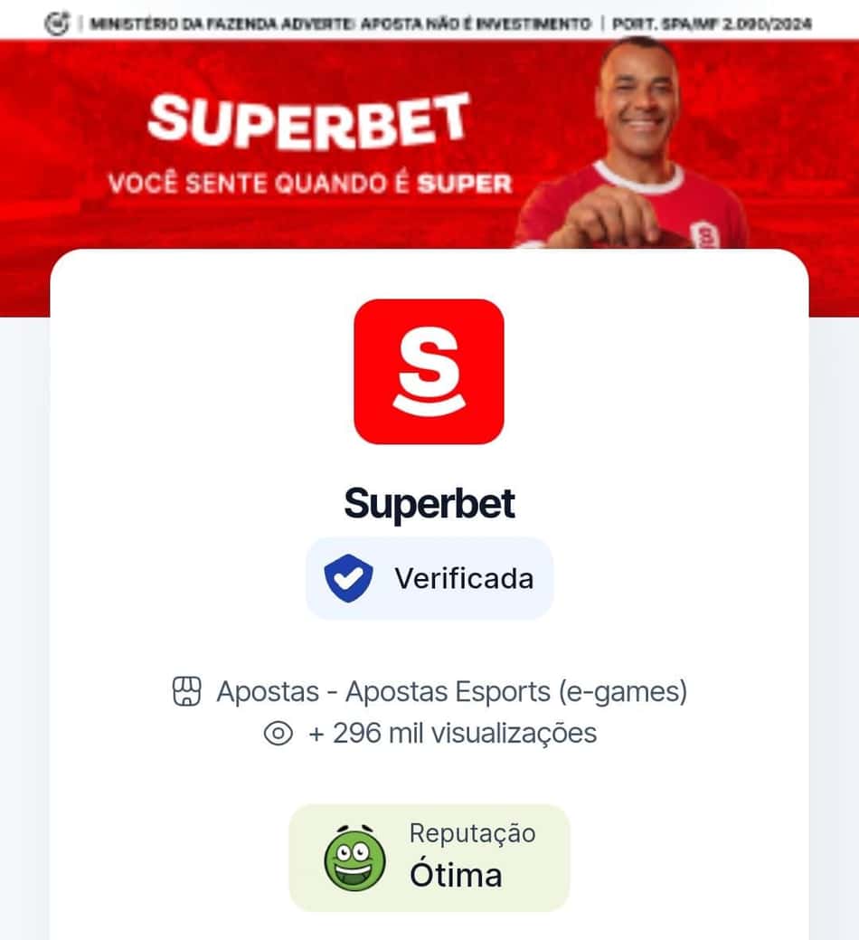 Captura da página inicial da Superbet no Reclame Aqui.