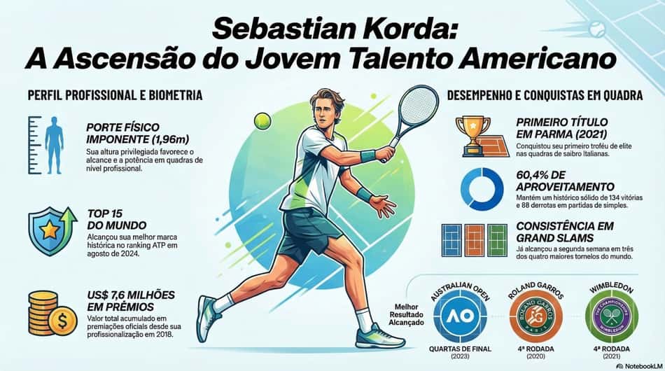 Gráfico mostra feitos da carreira do americano Sebastian Korda (Reprodução)
