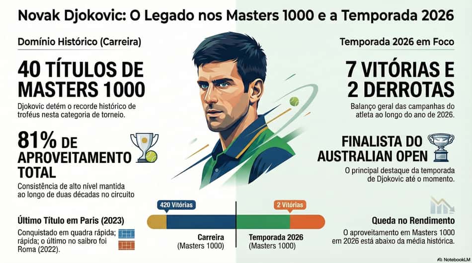 Gráfico mostra números da carreira e da temporada de Novak Djokovic (Reprodução)