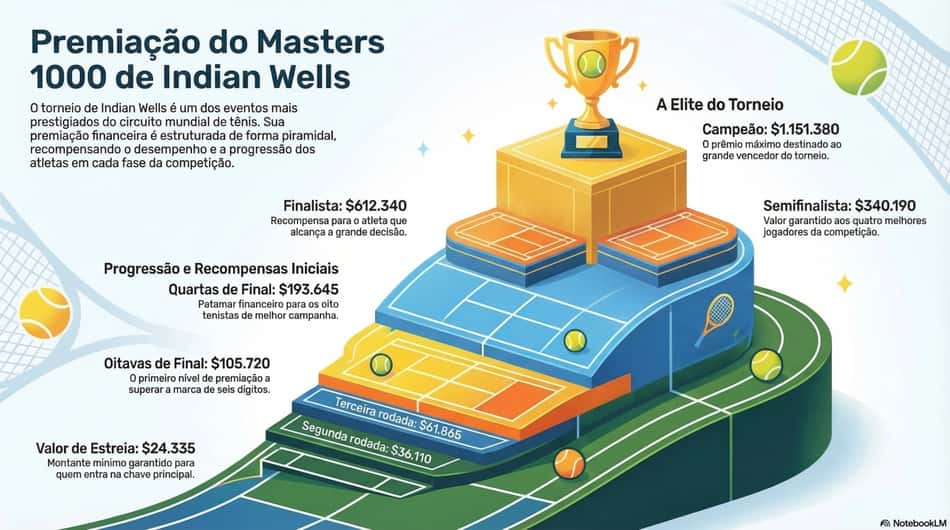 Gráfico mostra a premiação do Masters 1000 de Indian Wells (Reprodução)