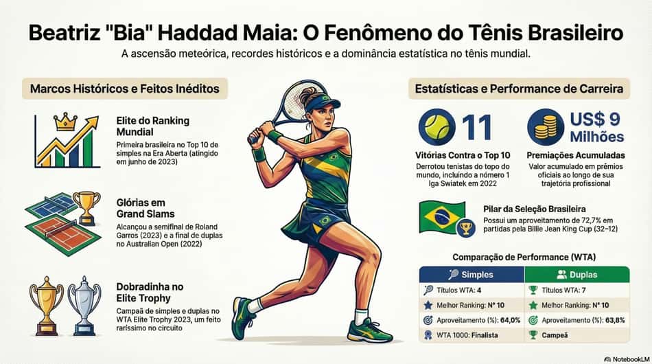 Números da carreira da paulista Bia Haddad Maia (Reprodução)
