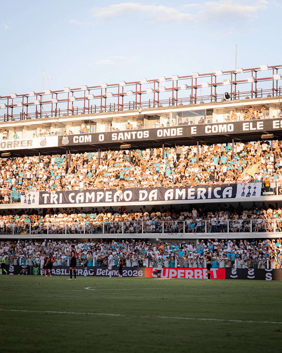 Torcida do Santos durante clássico contra o Corinthians, em março de 2026. (Foto: Raul Baretta/ Santos FC)