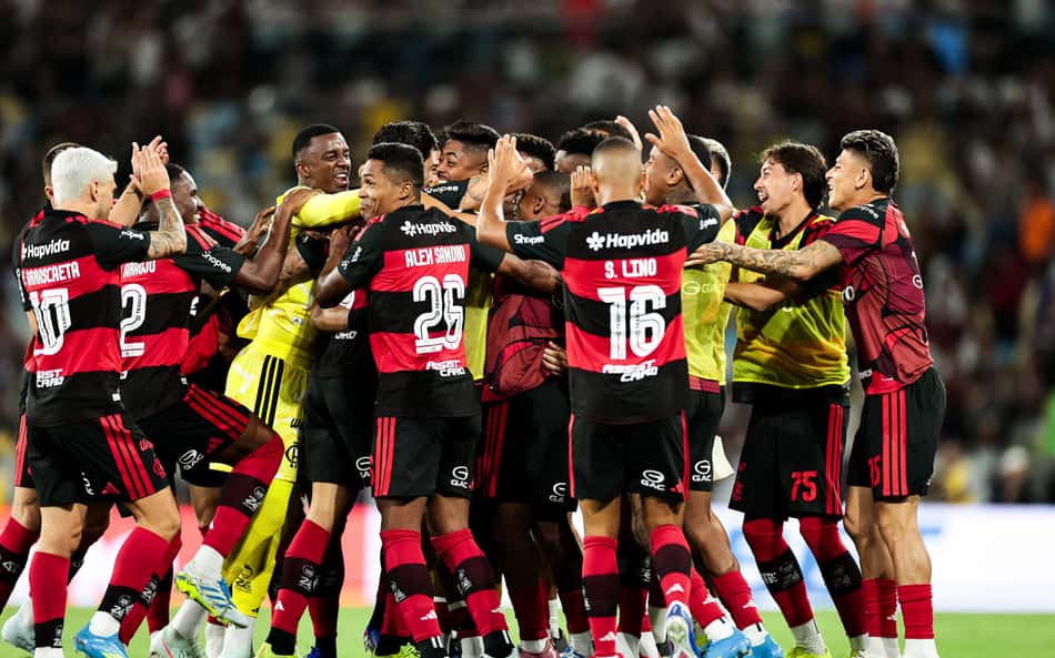 Time do Flamengo comemora gol contra o Fluminense (Foto: Gilvan de Souza/Flamengo)
