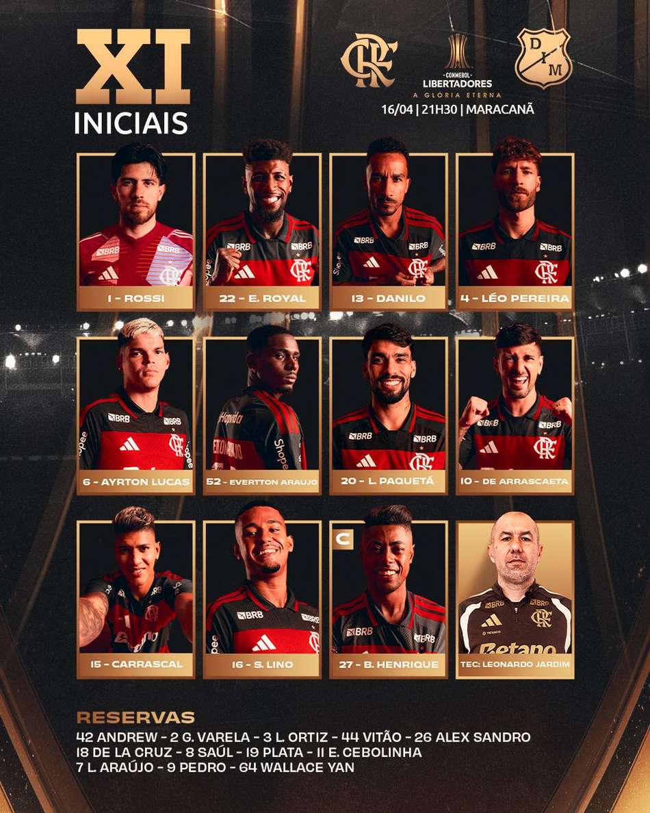 Escalação Flamengo Independiente Medellín Libertadores