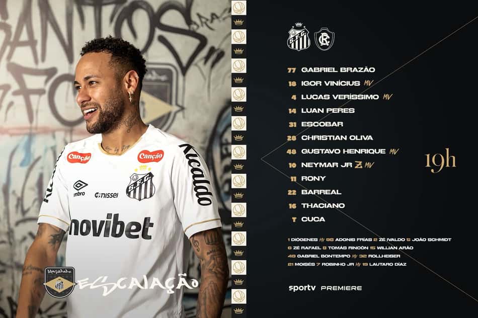 Santos escalado para enfrentar o Remo na Vila Belmiro. (Foto: Divulgação/ Santos FC)