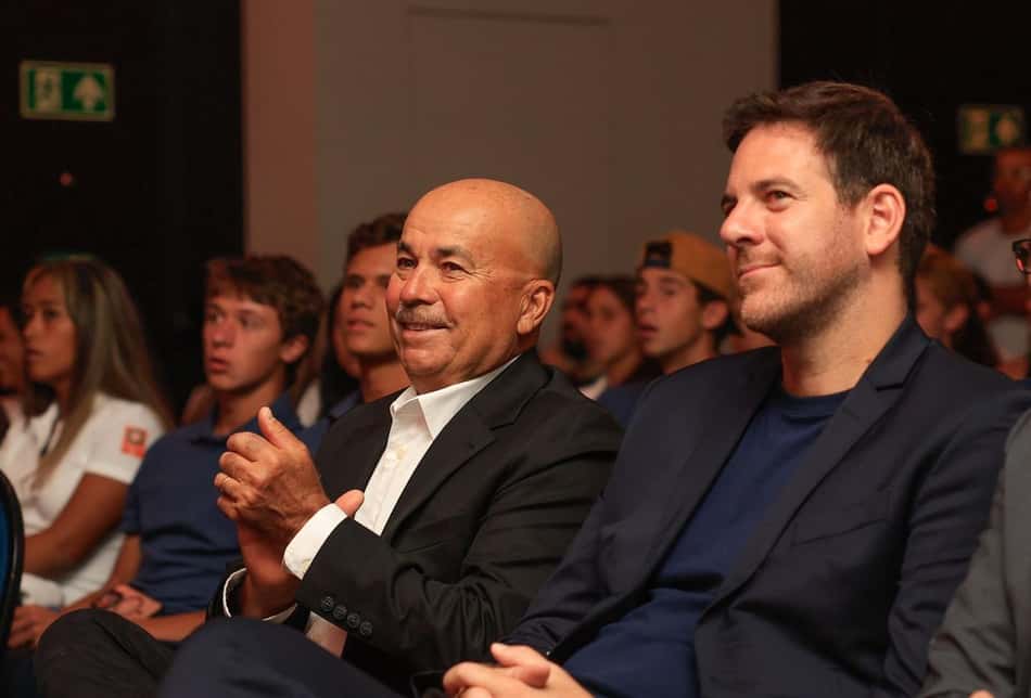 Larri Passos e Juan Martin Del Potro em evento da Federação Francesa em São Paulo (Foto: Marcello Zambrana/FFT)