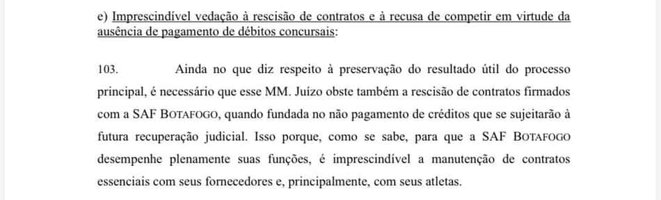 Pedido da SAF do Botafogo em ação na Justiça (Foto: Reprodução)