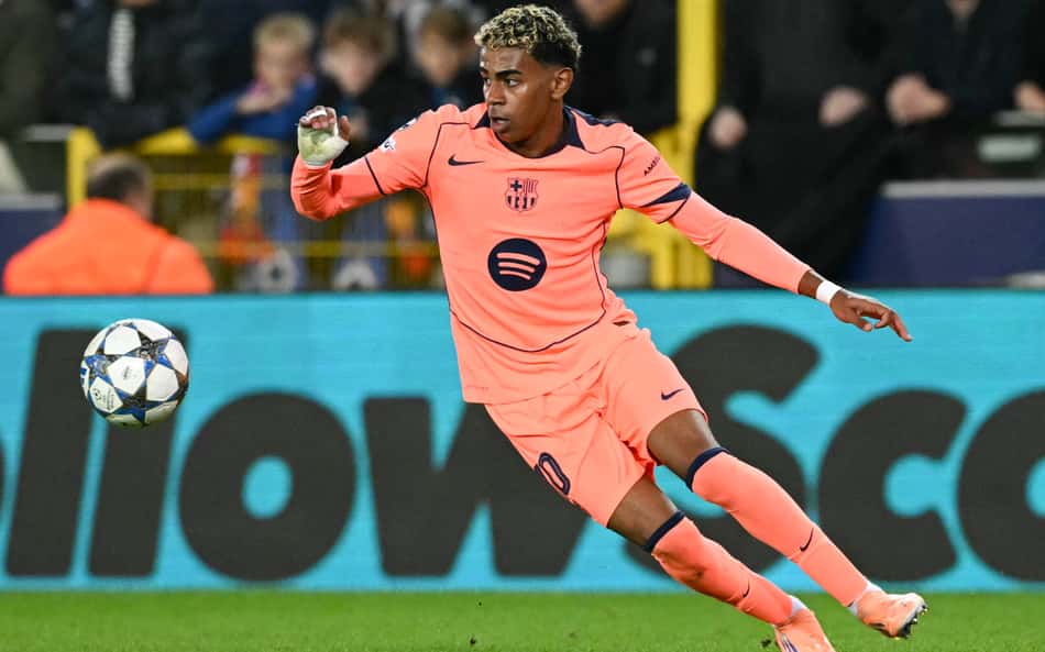 Yamal em ação em Club Brugge x Barcelona