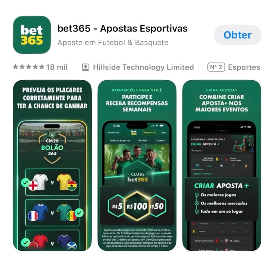 Captura de tela do bet365 app no iOS.