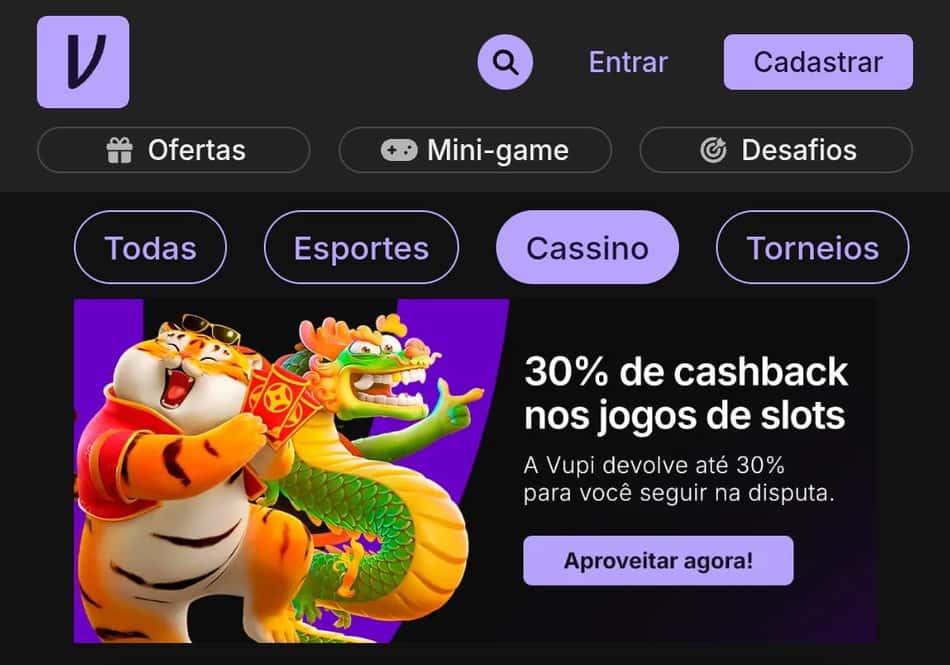 Captura de tela do site que mais paga Vupi com reembolso de 30% até R$2.000.