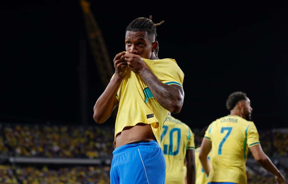 Danilo Santos comemora gol pelo Brasil na vitória por 3 a 1 sobre a Croácia