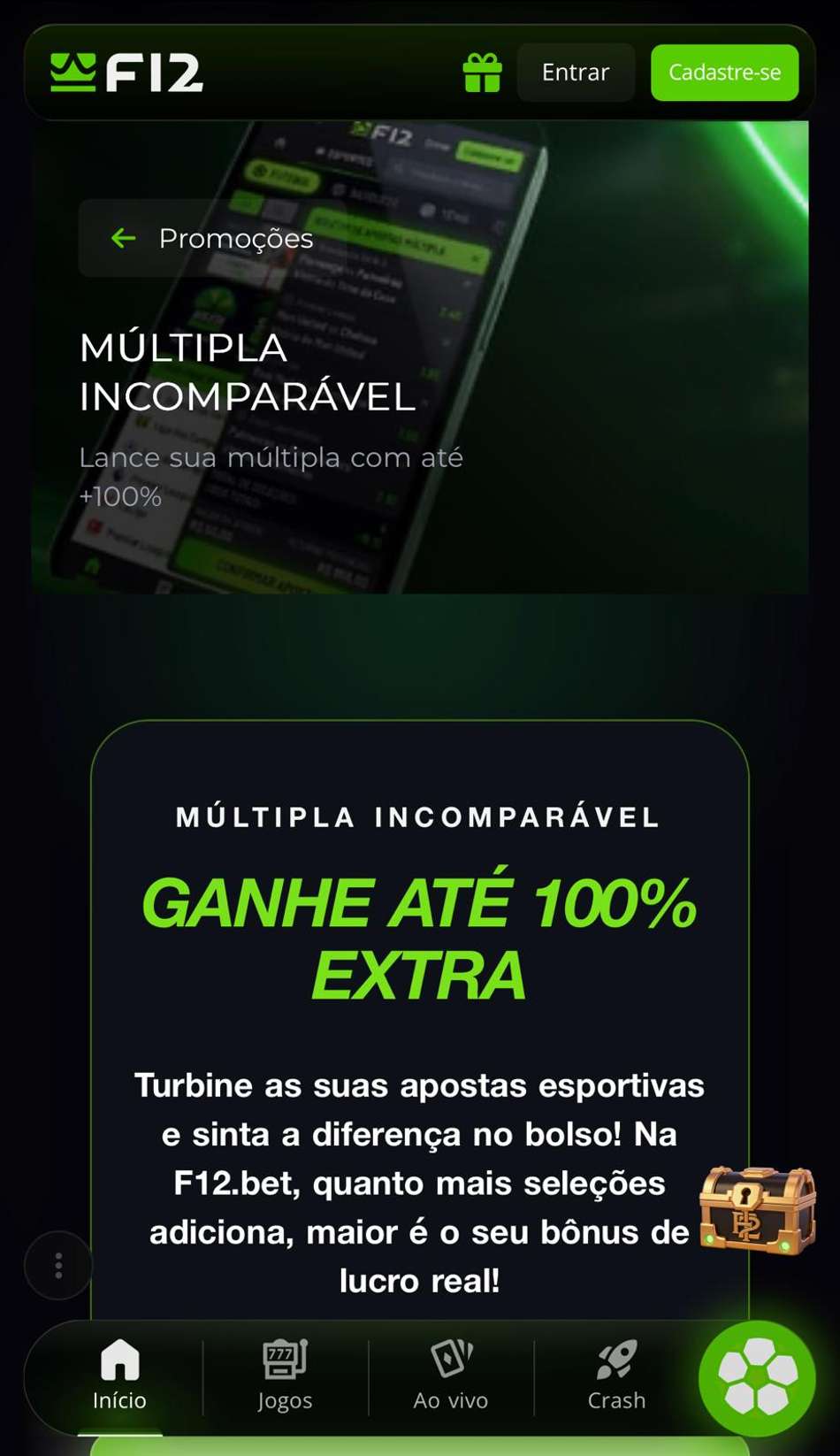 Captura de tela da Múltipla Incomparável da F12.Bet.