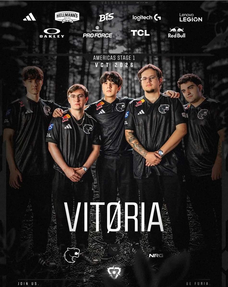 Captura de tela da fotografia do time da FURIA exibindo os jogadores atuais de Valorant na temporada de 2026.