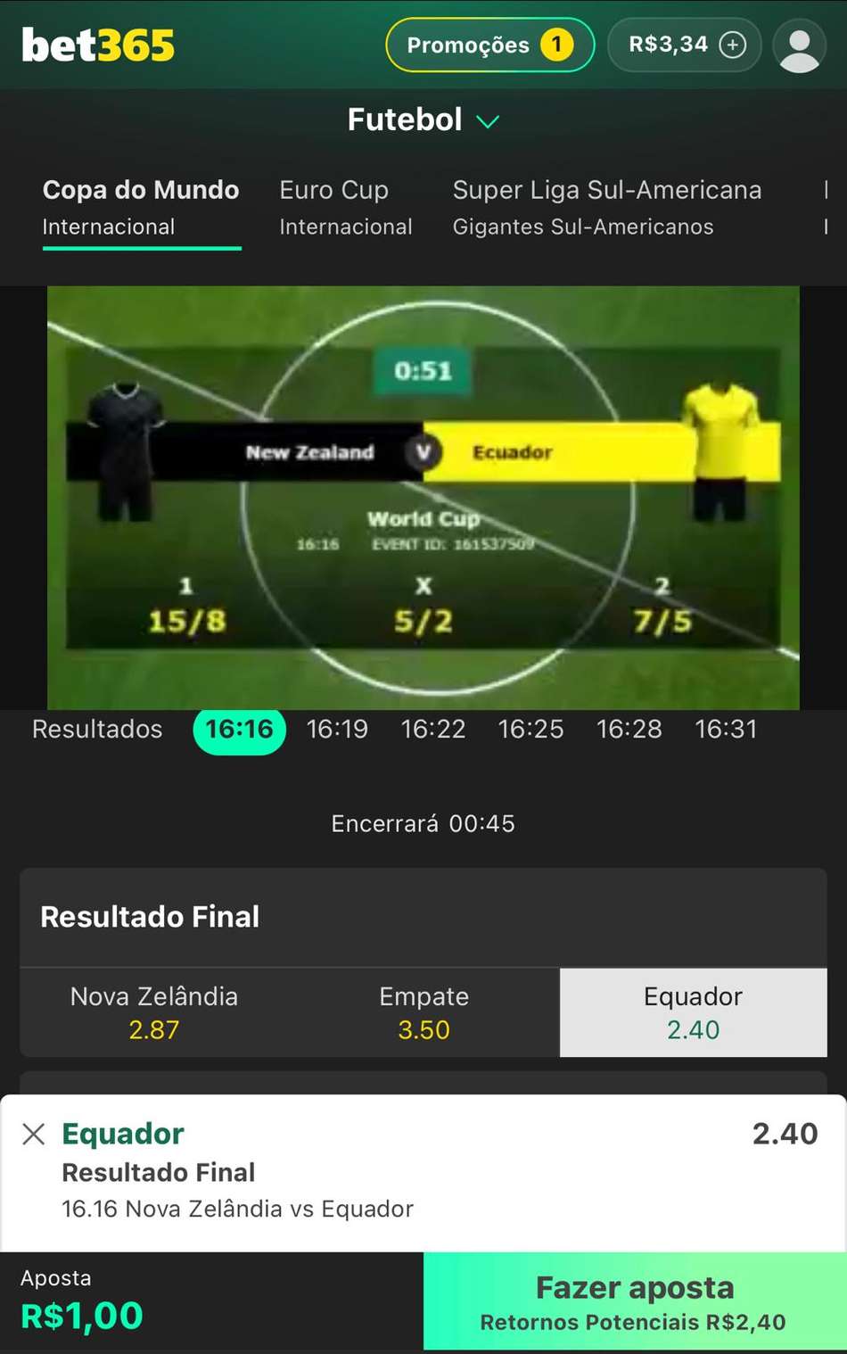 Captura de tela mostra como apostar no futebol virtual bet365.