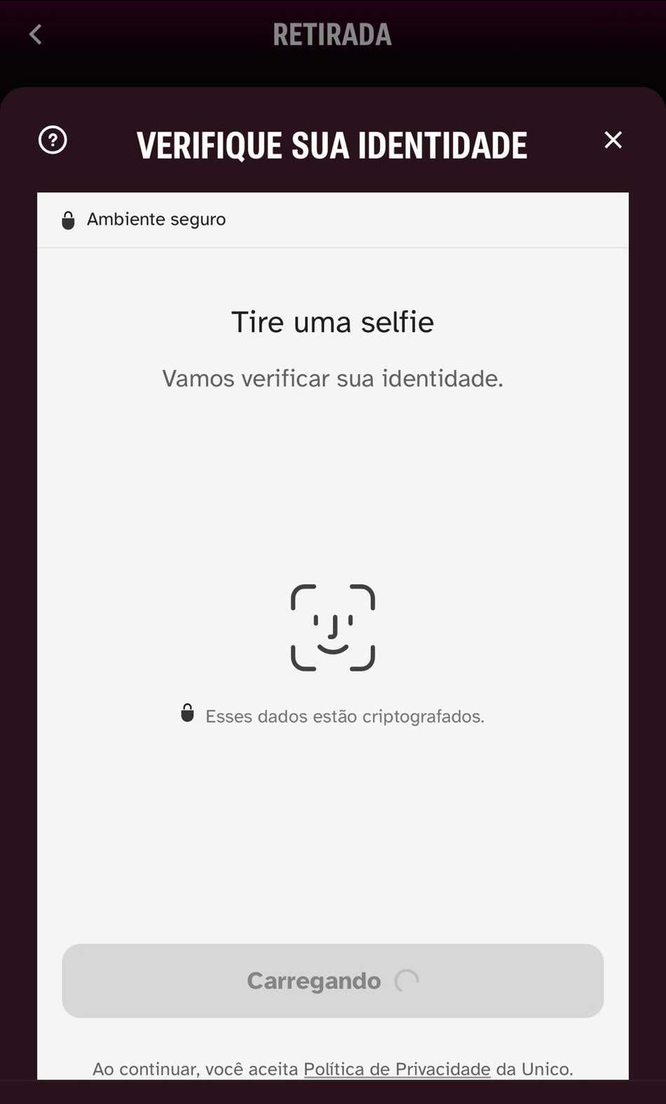 Captura de tela da verificação de identidade para fazer um saque na Superbet.