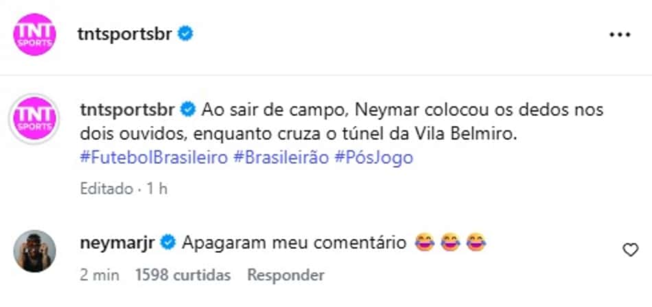 Neymar respondeu publicação nas redes sociais (Foto: Reprodução)