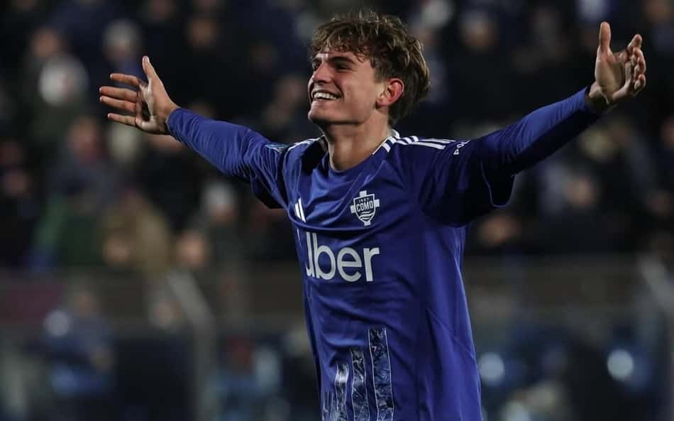 Nico Paz em ação pelo Como FC, da Itália (Foto: Reprodução/Instagram)
