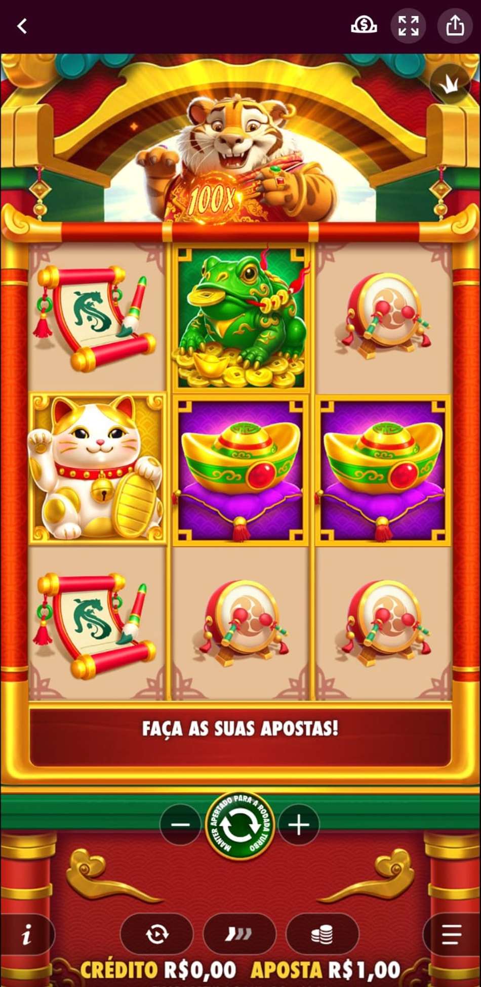 Captura de tela do jogo Tigre Sortudo na Superbet.